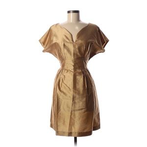 100% Gold silk Holiday cocktail dress